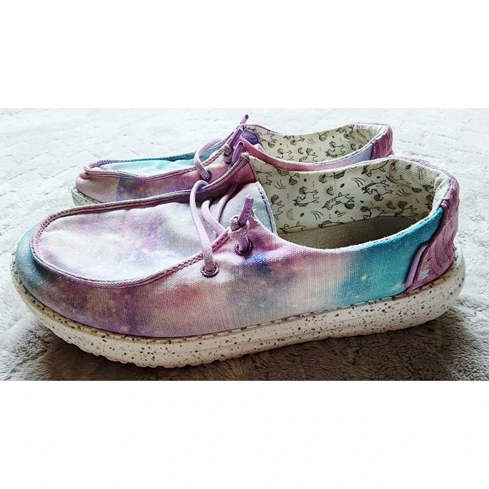 Hey Dude Unicorn Galaxy Slip On Shoes Girls Youth 4 Multicolor‎ Slip On Shoes